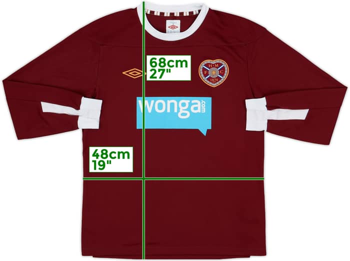 2011-12 Hearts Home L/S Shirt - 8/10 - (S)