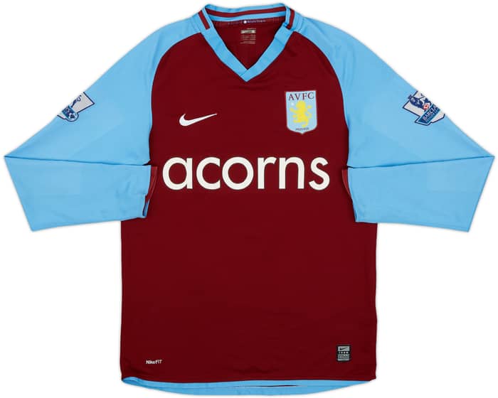 2008-09 Aston Villa Home L/S Shirt Young #7 - 5/10 - (S)