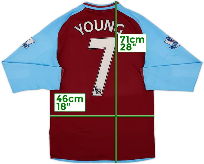 2008-09 Aston Villa Home L/S Shirt Young #7 - 5/10 - (S)