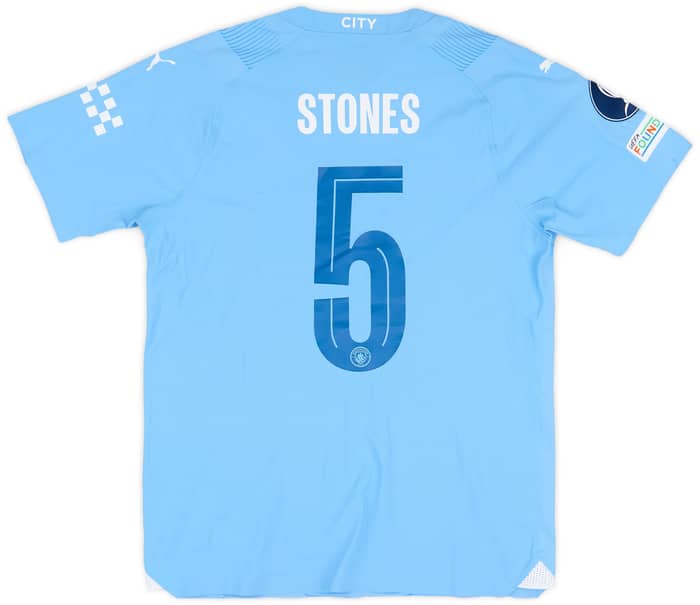2023-24 Manchester City Match Issue Super Cup Home Shirt Stones #5