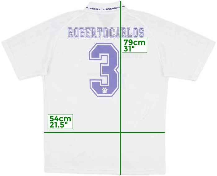 1996-97 Real Madrid Home Shirt Roberto Carlos #3 - 8/10 - (XL)