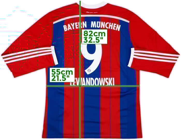 2014-15 Bayern Munich Home L/S Shirt Lewandowski #9 - 6/10 - (XL)