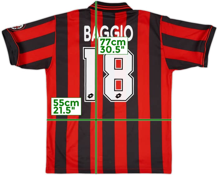 Roberto Baggio 18 Medium AC Milan 1996 1997 Football Shirt