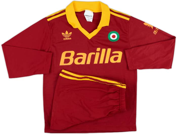 1991-92 Roma Home L/S Shirt and Shorts - 10/10 - (XXS)