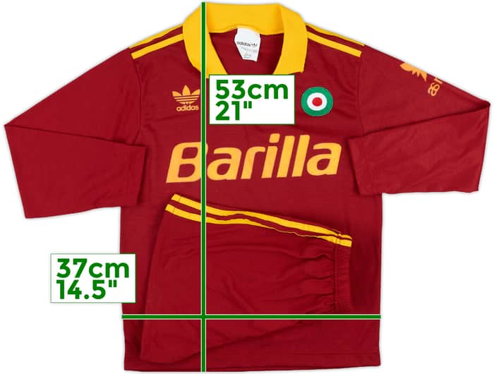 1991-92 Roma Home L/S Shirt and Shorts - 10/10 - (XXS)