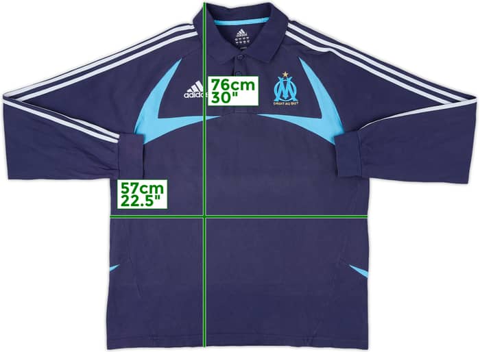 2007-08 Marseille adidas Polo L/S Shirt - 8/10 - (L/XL)