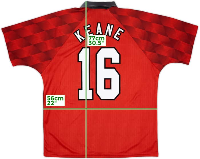 1996-98 Manchester United Home Shirt Keane #16 - 9/10 - (L)