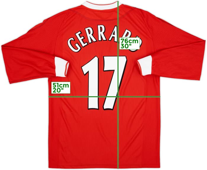 2002-04 Liverpool Home L/S Shirt Gerrard #17 - 9/10 - (M)