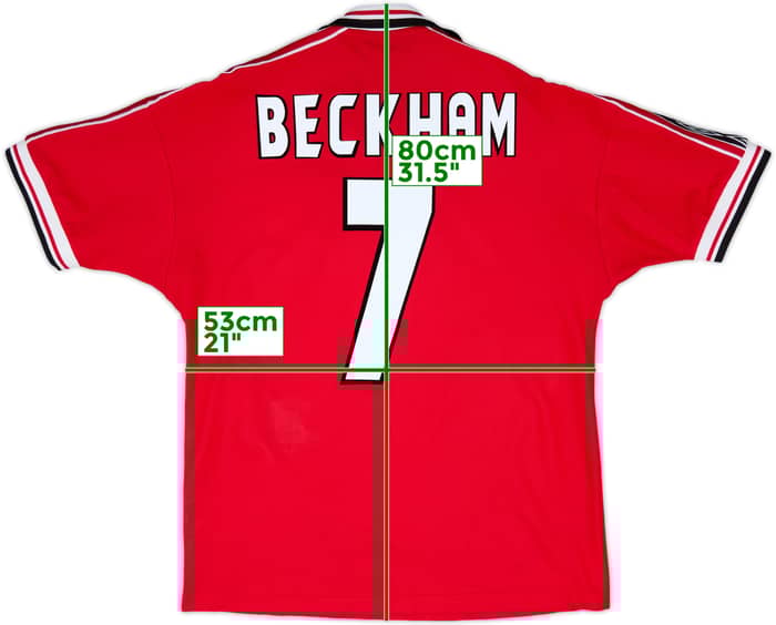 1998-00 Manchester United Home Shirt Beckham #7 - 8/10 - (L)