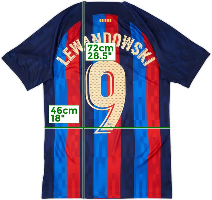 2022-23 Barcelona Home Shirt Lewandowski #9 - 9/10 - (S)