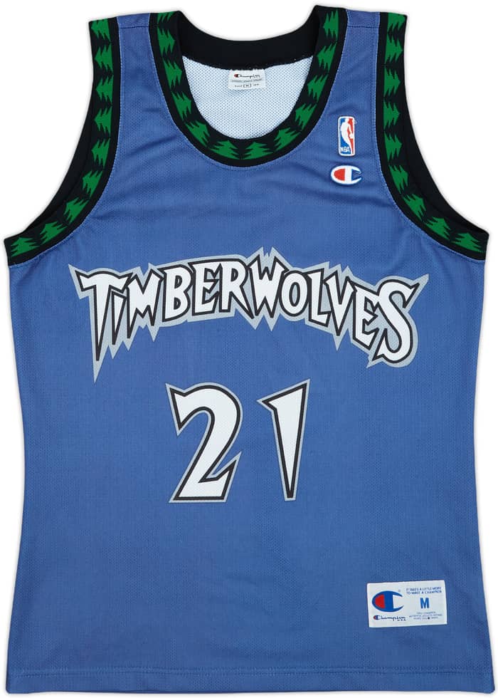 1996-07 Minnesota Timberwolves Garnett #21 Champion Away Jersey - 9/10 - (M)