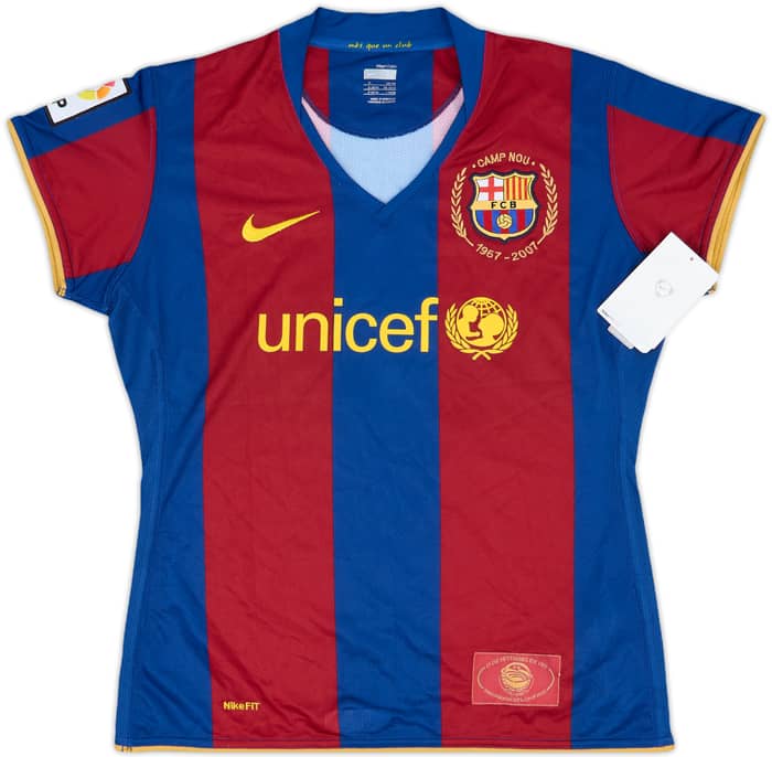 2007-08 Barcelona Home Shirt Messi #19 (Women's M)