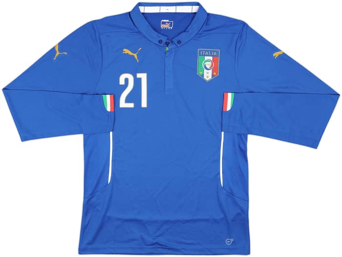 2014-15 Italy Home L/S Shirt Pirlo #21 - 10/10 - (L)