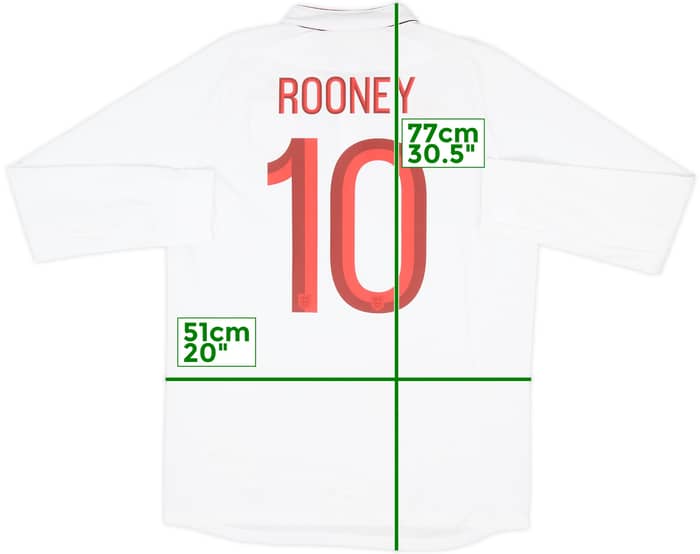 2012-13 England Home L/S Shirt Rooney #10 (L)