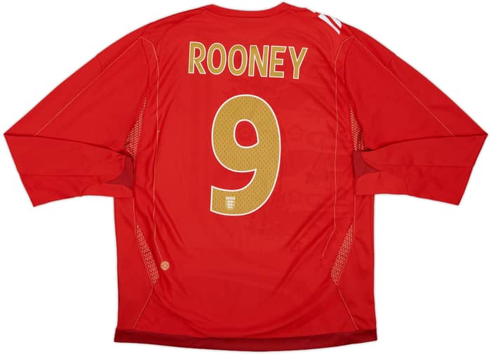 2006-08 England Away L/S Shirt Rooney #9 - 7/10 - (L)