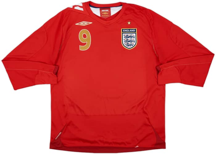 2006-08 England Away L/S Shirt Rooney #9 - 7/10 - (L)