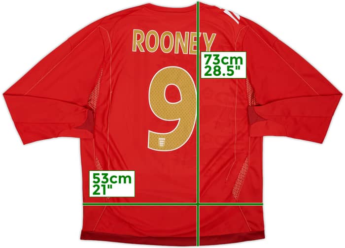 2006-08 England Away L/S Shirt Rooney #9 - 7/10 - (L)