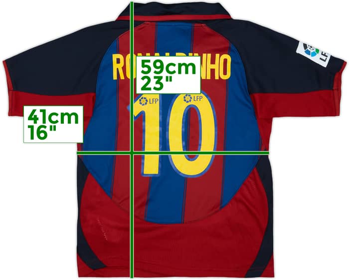 2003-04 Barcelona Home Shirt Ronaldinho #10 - 7/10 - (S.Boys)