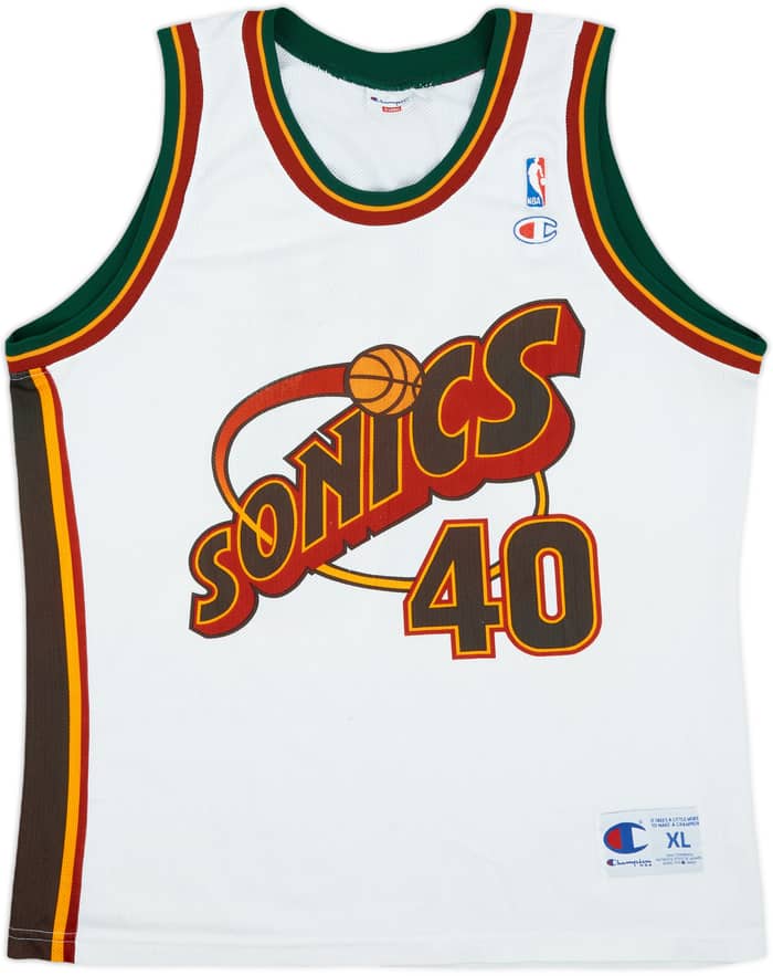 1995-97 Seattle Supersonics Kemp #40 Champion Home Jersey - 6/10 - (XL)