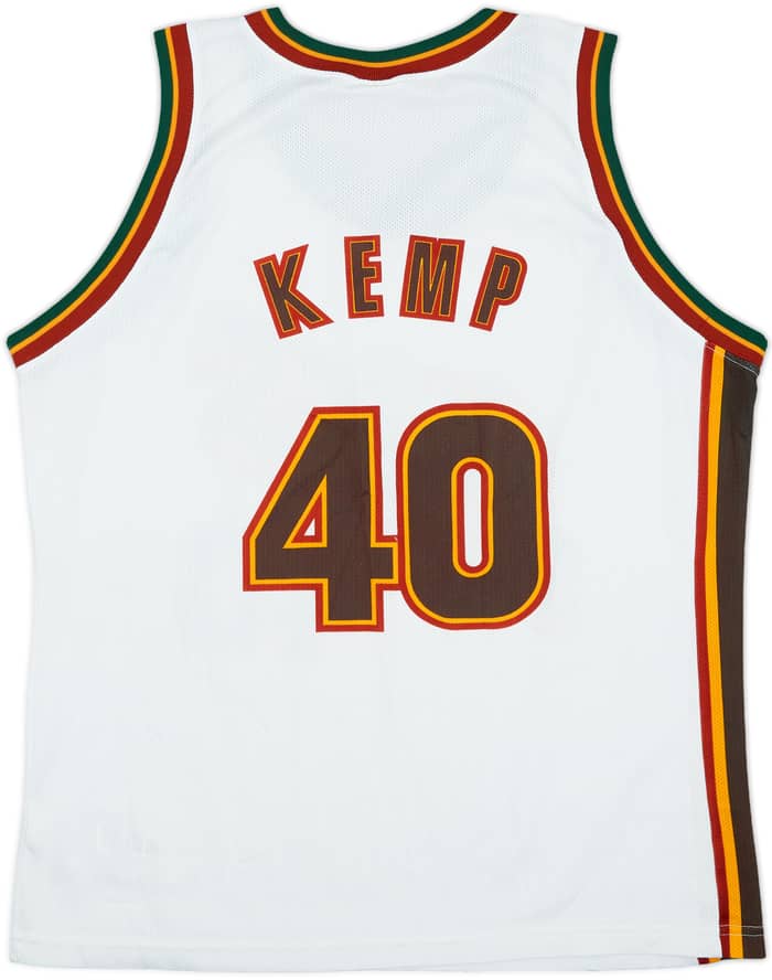1995-97 Seattle Supersonics Kemp #40 Champion Home Jersey - 6/10 - (XL)