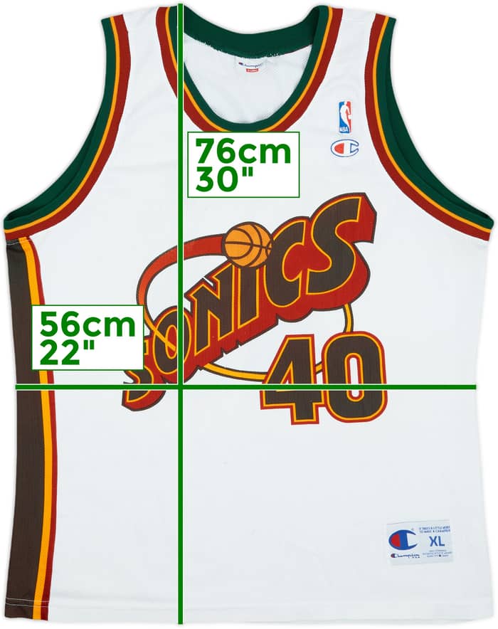 1995-97 Seattle Supersonics Kemp #40 Champion Home Jersey - 6/10 - (XL)