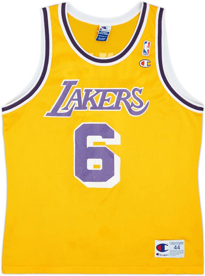 1995-99 LA Lakers Jones #6 Champion Home Jersey - 5/10 - (L)