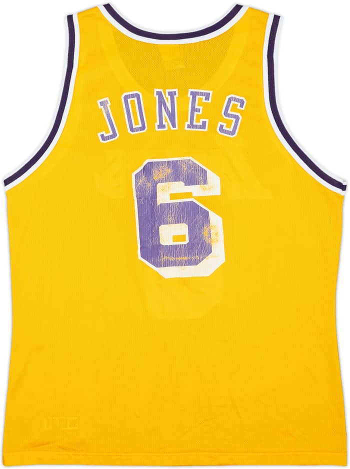1995-99 LA Lakers Jones #6 Champion Home Jersey - 5/10 - (L)