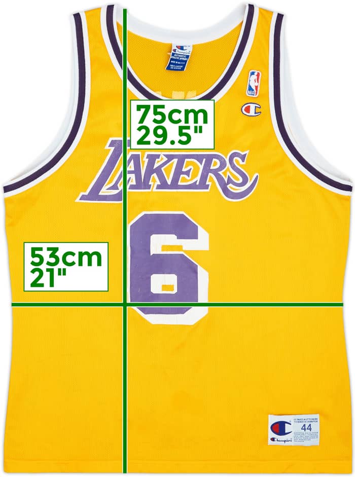 1995-99 LA Lakers Jones #6 Champion Home Jersey - 5/10 - (L)