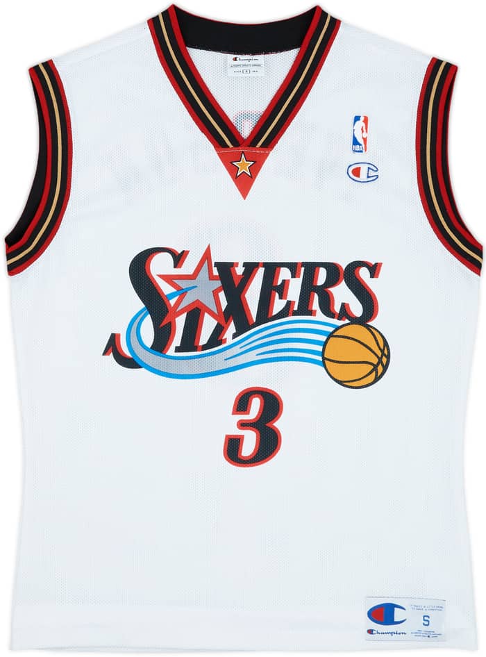 2000-06 Philadelphia 76ers Iverson #3 Champion Home Jersey - 9/10 - (S)