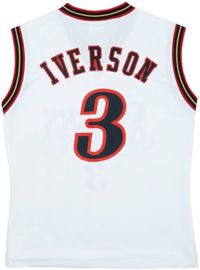 2000-06 Philadelphia 76ers Iverson #3 Champion Home Jersey - 9/10 - (S)