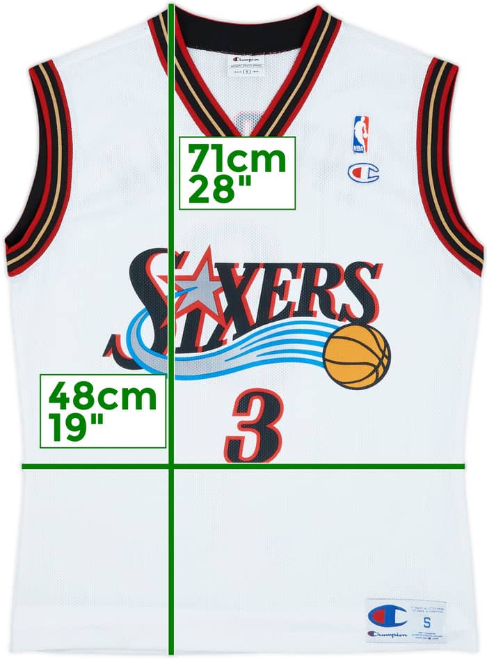 2000-06 Philadelphia 76ers Iverson #3 Champion Home Jersey - 9/10 - (S)