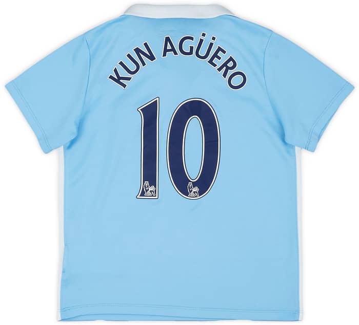 2015-16 Manchester City Home Shirt Kun Aguero #10 - 8/10 - (7-8 Boys)
