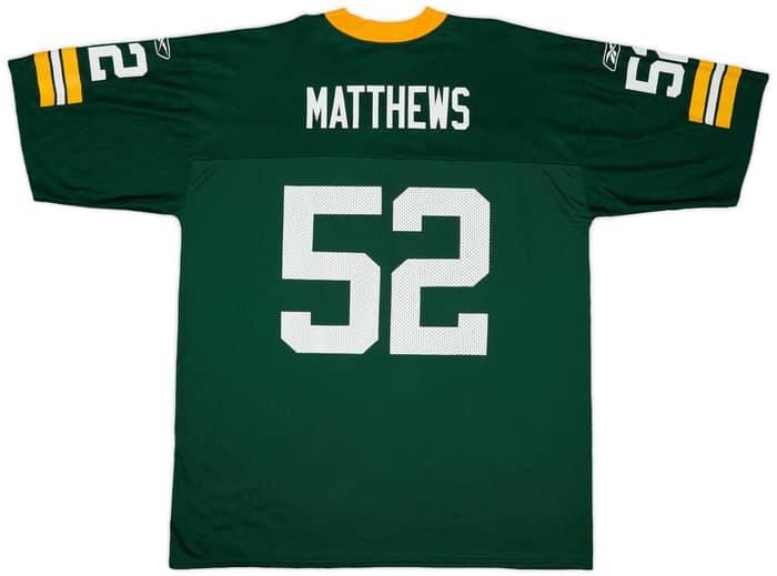 2009-11 Green Bay Packers Matthews #52 Reebok Replica Home Jersey - 9/10 - (XL)