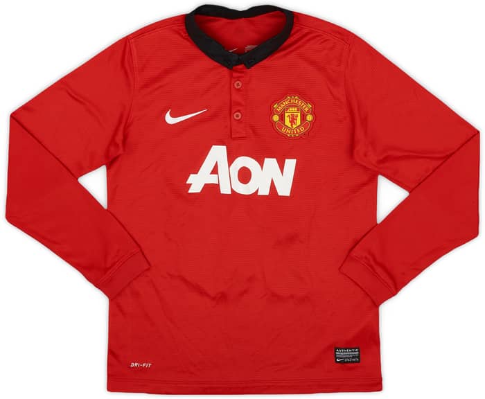 2013-14 Manchester United Home L/S Shirt Rooney #10 - 7/10 - (M.Boys)