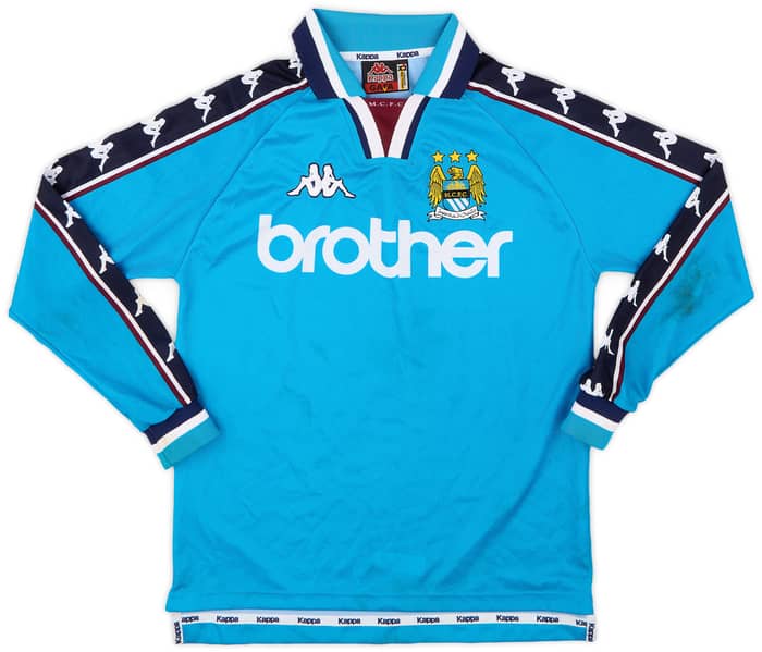 1997-99 Manchester City Home L/S Shirt - 9/10 - (XL.Boys)