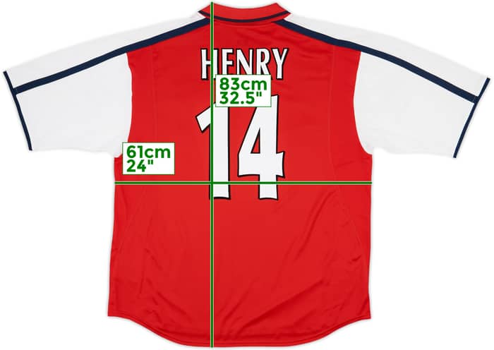 2000-02 Arsenal Home Shirt Henry #14 - 8/10 - (XL)