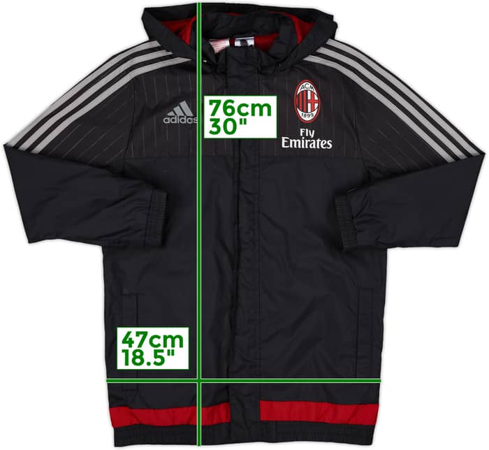 2015-16 AC Milan adidas Hooded Rain Jacket - 9/10 - (XL.Boys)