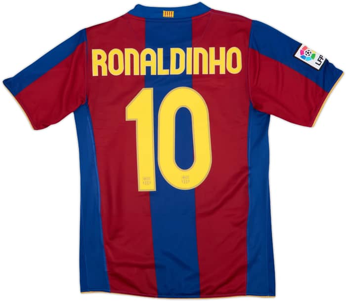 2007-08 Barcelona Home Shirt Ronaldinho #10 - 8/10 - (S)