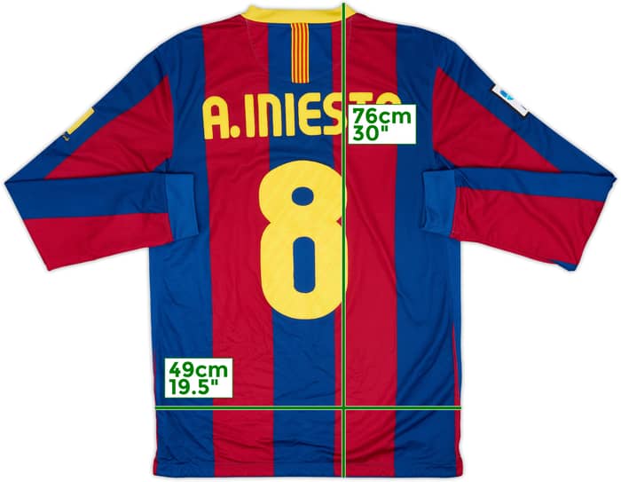 2010-11 Barcelona Home L/S Shirt A.Iniesta #8 - 6/10 - (M)