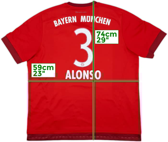 2015-16 Bayern Munich Home Shirt Alonso #3 - 6/10 - (XXL)