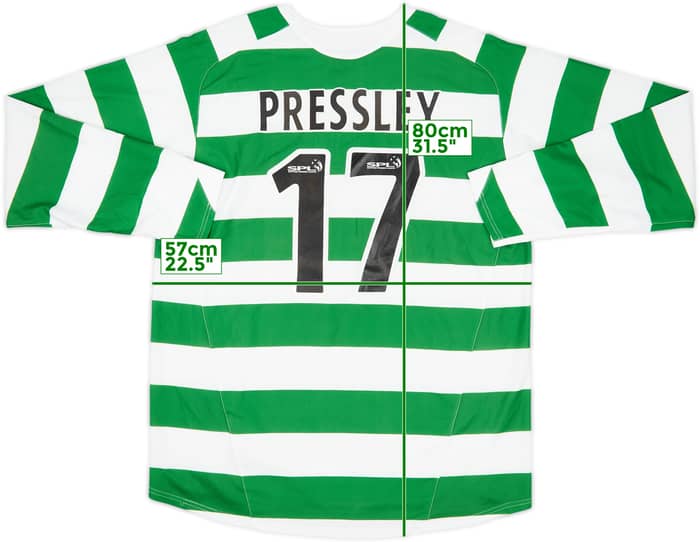 2005-07 Celtic Home L/S Shirt Pressley #17 - 5/10 - (L)