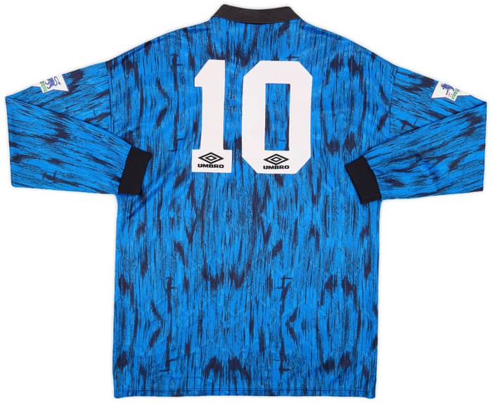 1992-93 Manchester United Match Issue Away L/S Shirt #10