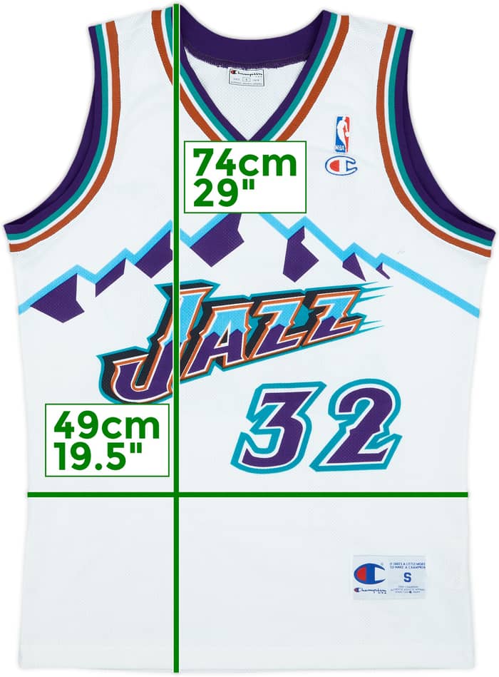 1996-03 Utah Jazz Malone #32 Champion Home Jersey - 8/10 - (S)