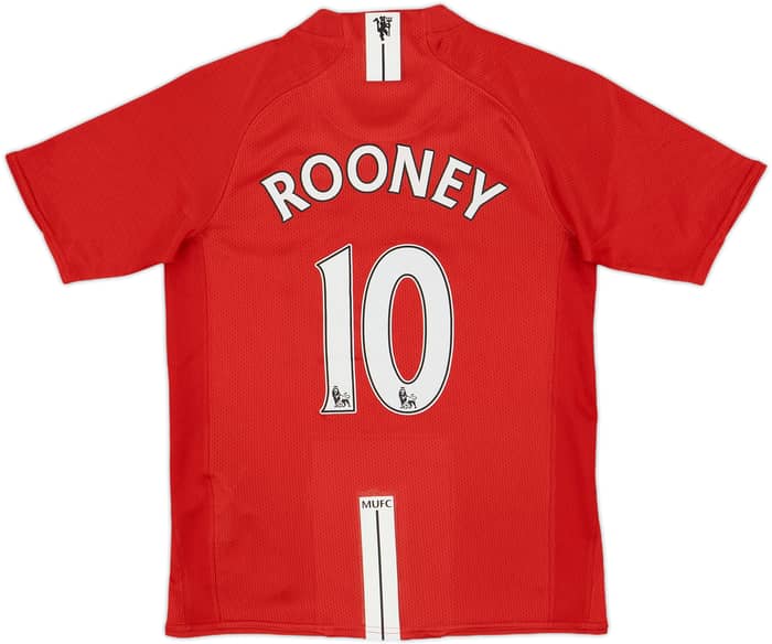 2007-09 Manchester United Home Shirt Rooney #10 - 7/10 - (M.Boys)