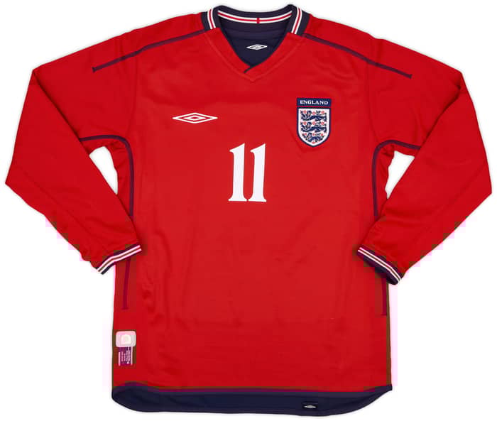 2002-04 England Away L/S Shirt Heskey #11 - 8/10 - (S)