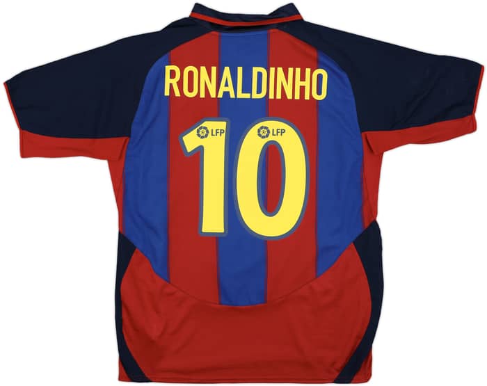 2003-04 Barcelona Home Shirt Ronaldinho #10 - 8/10 - (L)