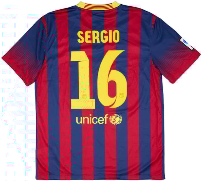 2013-14 Barcelona Home Shirt Sergio #16 - 10/10 - (L)