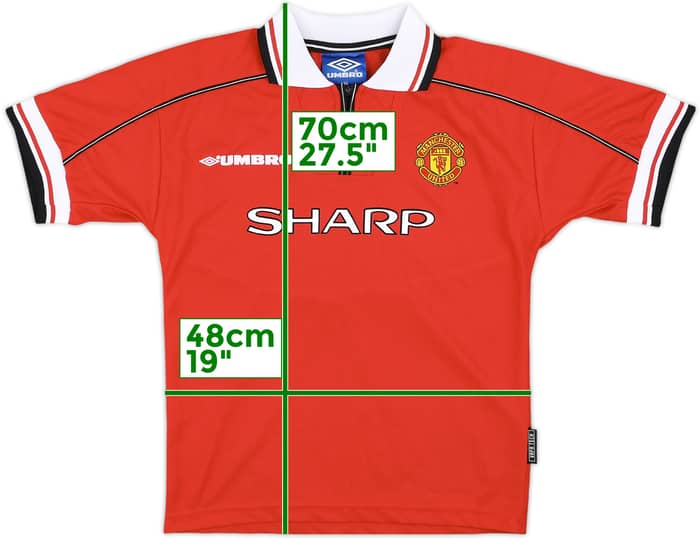 1998-00 Manchester United Home Shirt - 8/10 - (M.Boys)