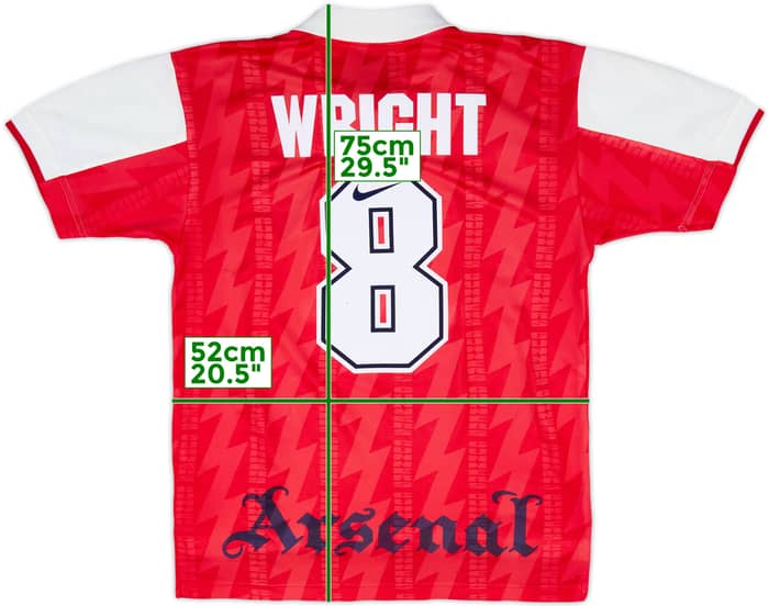 1994-96 Arsenal Home Shirt Wright #8 - 6/10 - (M)