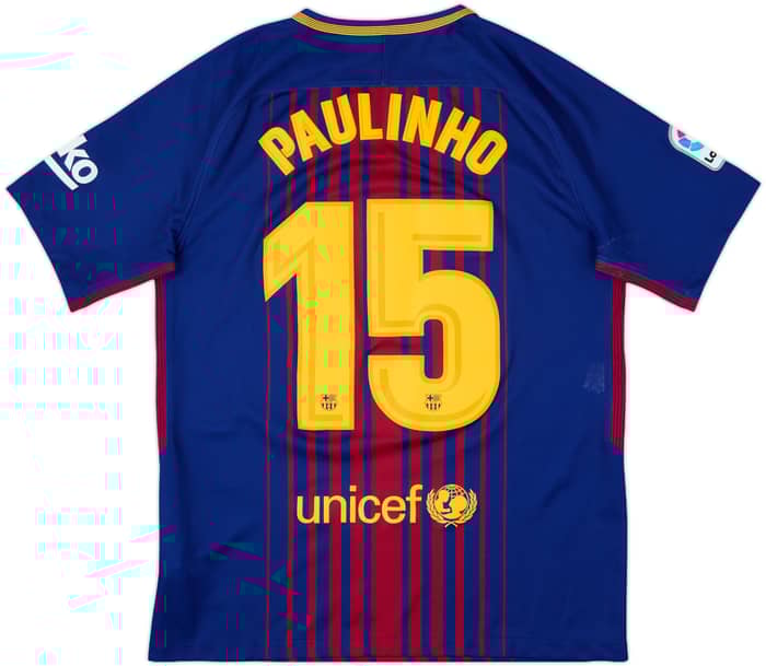 2017-18 Barcelona Home Shirt Paulinho #15 - 7/10 - (M)